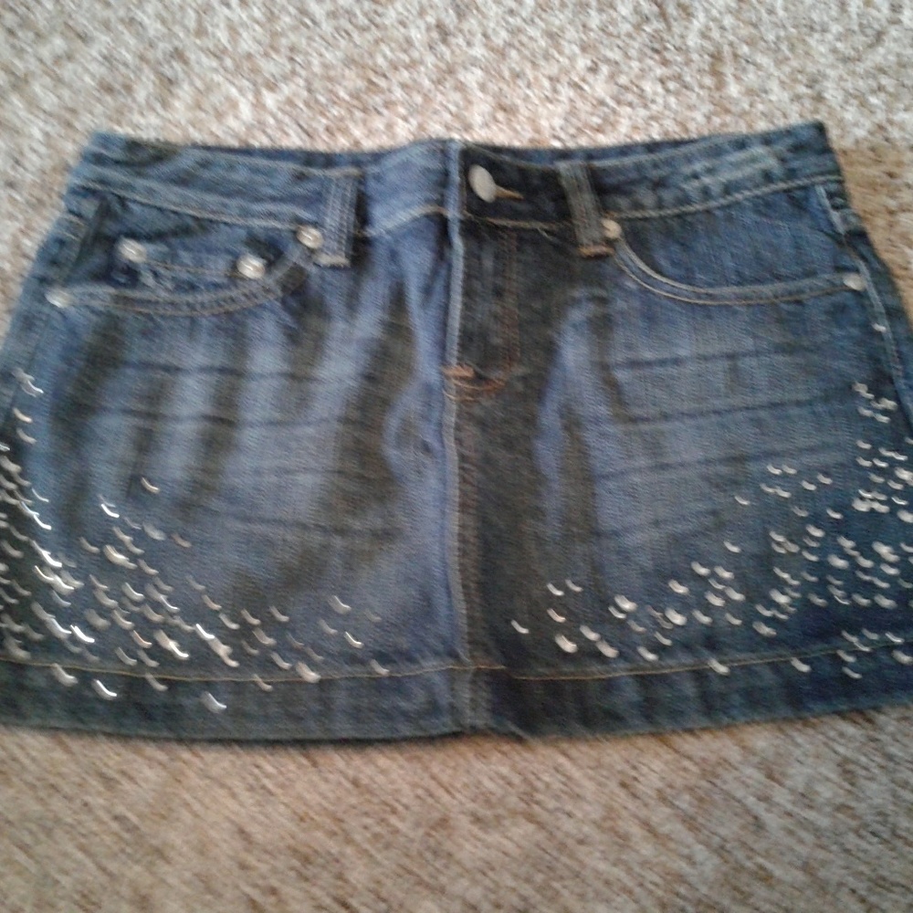 Refuge rhinestone denim skirt